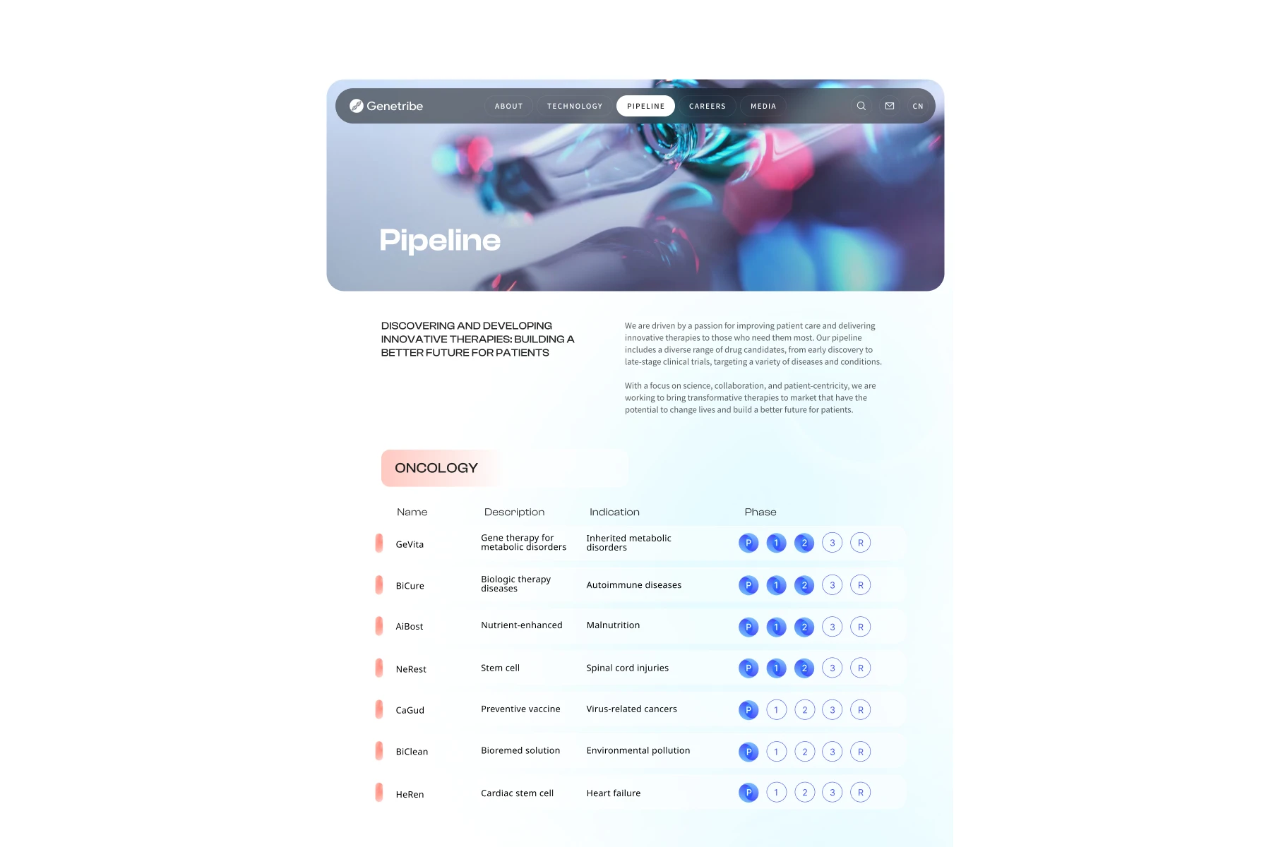 Biotech website research and design 4